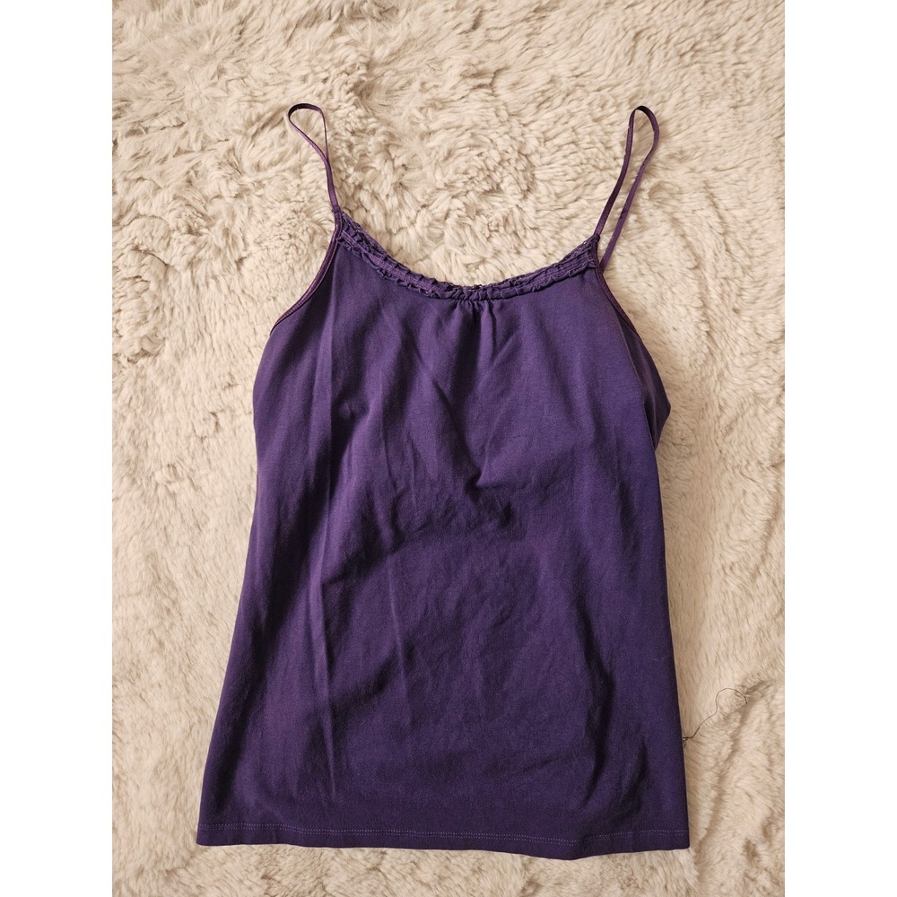 2.Na.Tee Y2K Purple Cami Tank Top Size L Built In Bra Shelf Bra Indie Sleaze